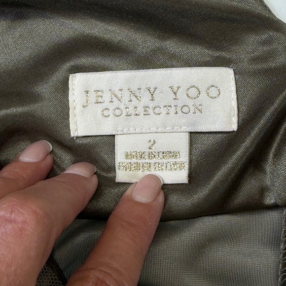 Jenny Yoo Velvet Maxi Dress Formal Gown Sleeveless Olive‎ Green Size 2 - Picture 5 of 9